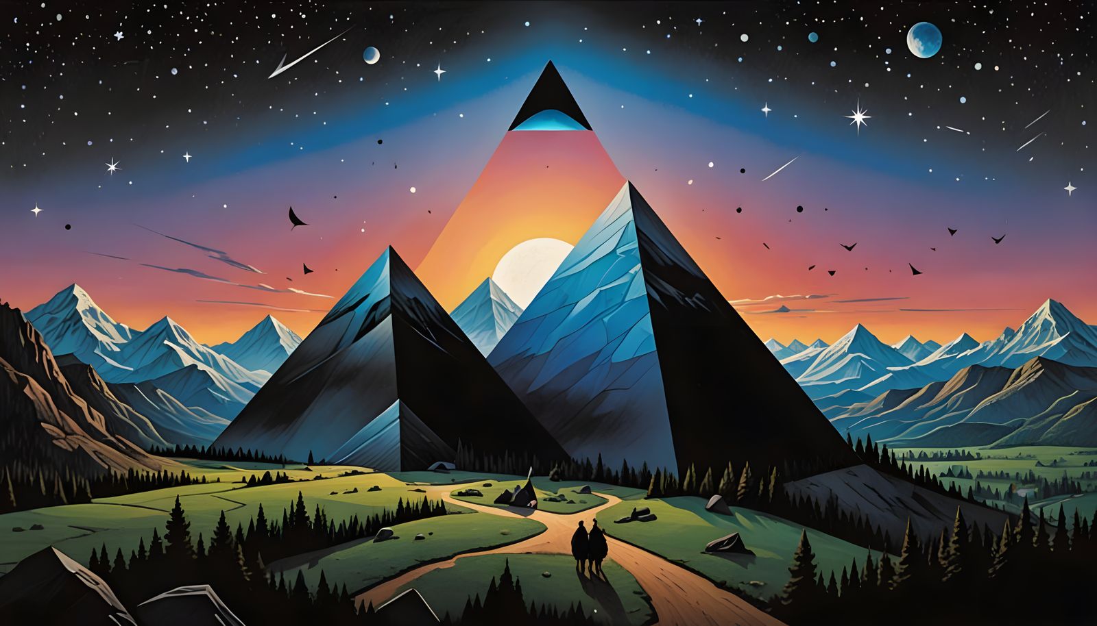 Evolution of a Prism: Surreal Geometric Formations