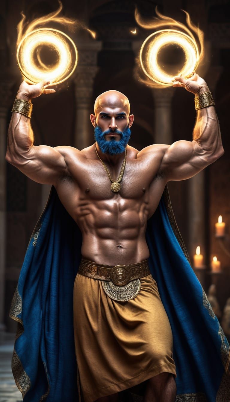 Magnificent Persian Djinn Casting a Spell