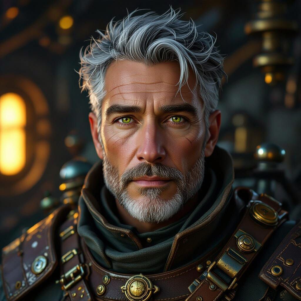 Artificer Inventor with Intricate Attire, Detailed Matte Pai...