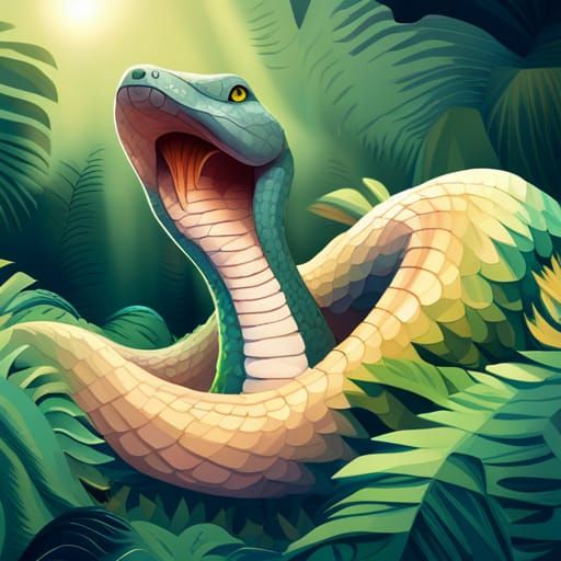Cute King Cobra in Retro Isometric Style