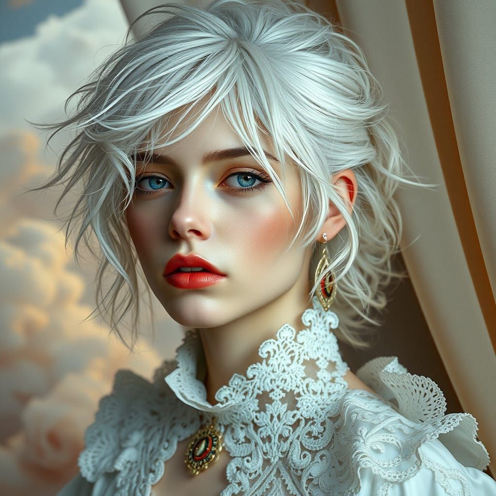 Surreal Gothic Goddess in Dreamlike Landscape with Feathery ...