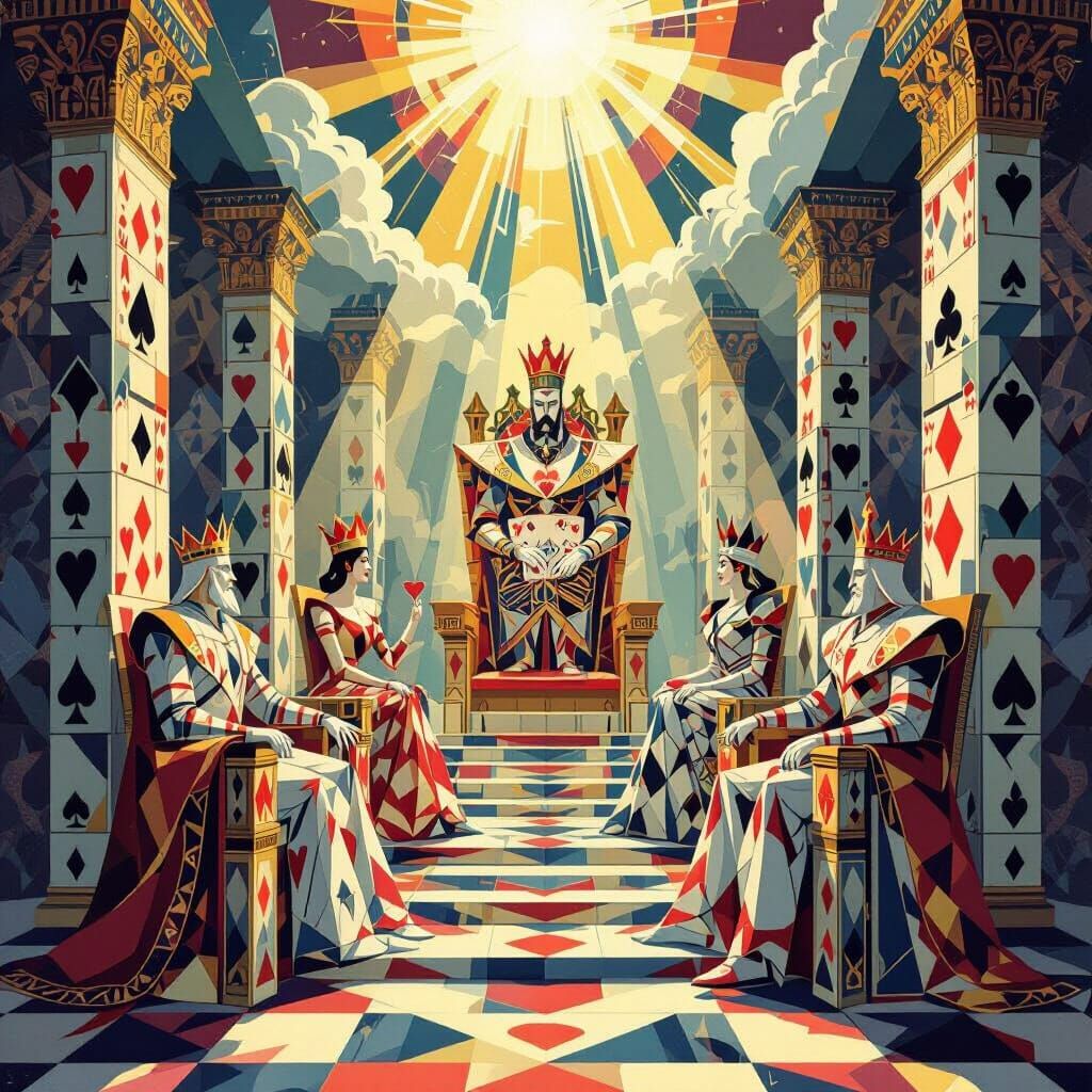 Playing Card Royal Court in Abstract Geometric Style