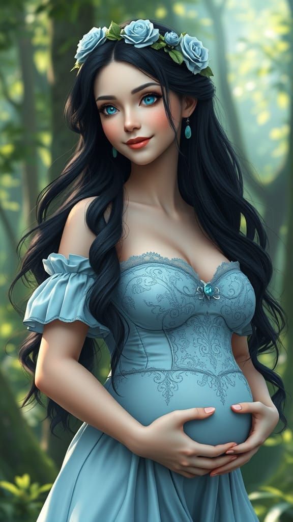 Serene Fantasy Pregnancy in Medieval Landscape