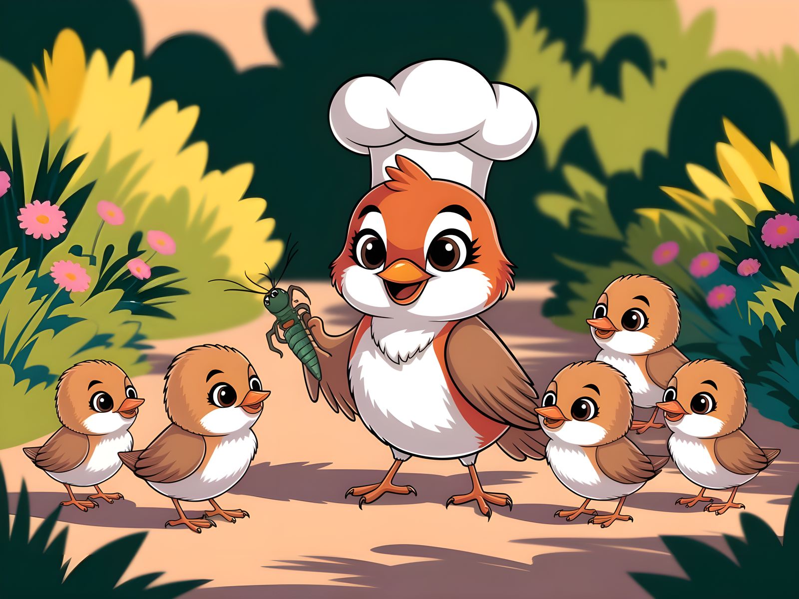 Robin Chef Teaches Foraging in Sunny Garden