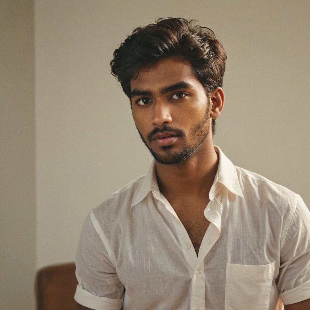 Dramatic Portrait of a Handsome Tamil Student