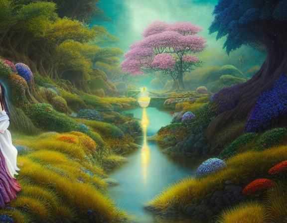 Woman Holding Galaxy in Peruvian Andes, Watercolor Art