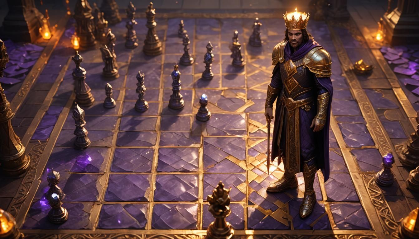 King on Golden Chessboard: Fantasy Art Deco