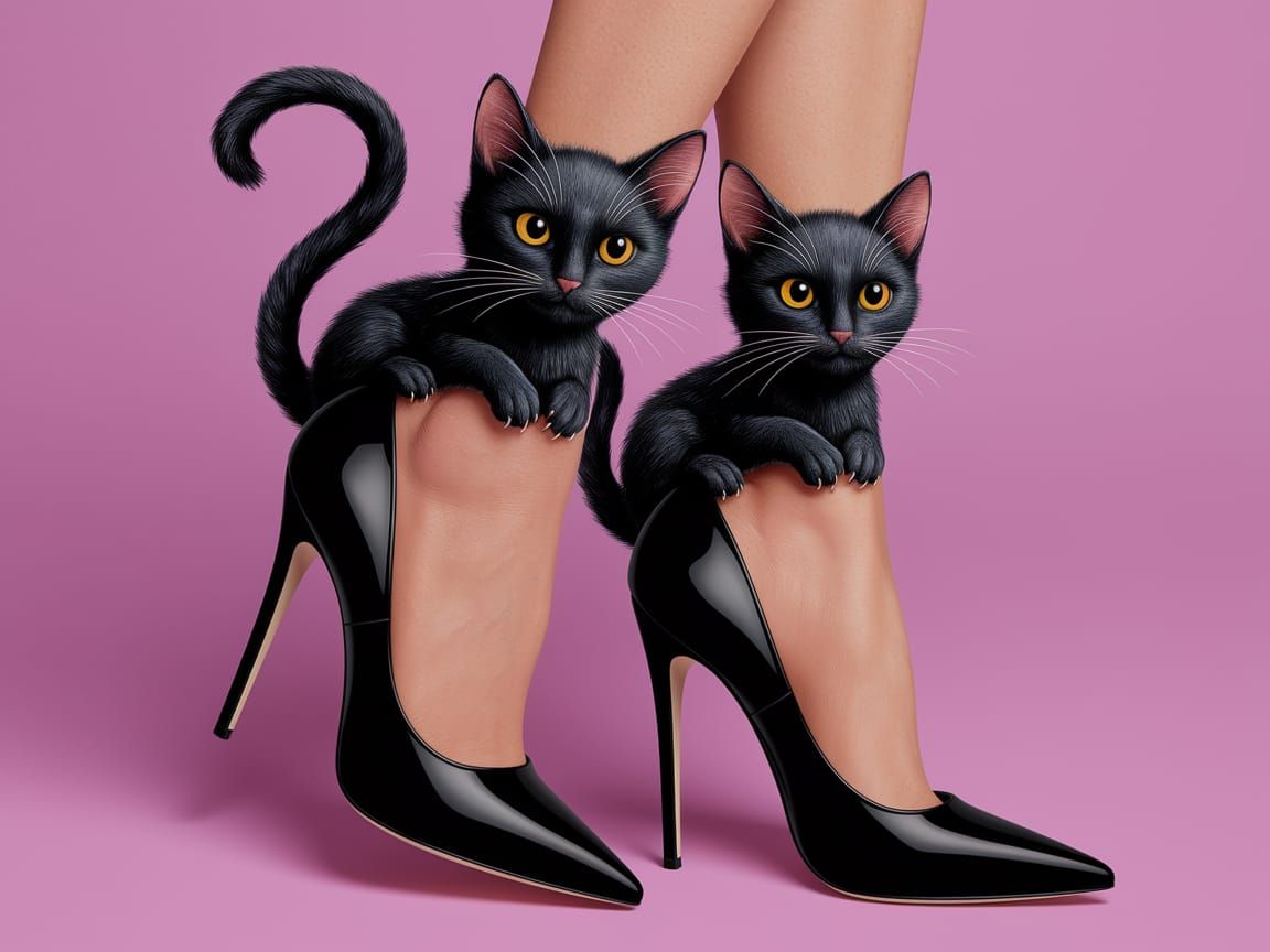 Black Heels Transform into Cats in Dreaming Arts Style