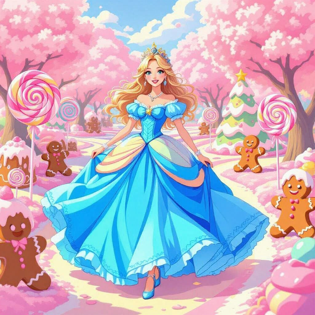 Princess in Candyland, Neon Colors, Dreamy Aesthetic