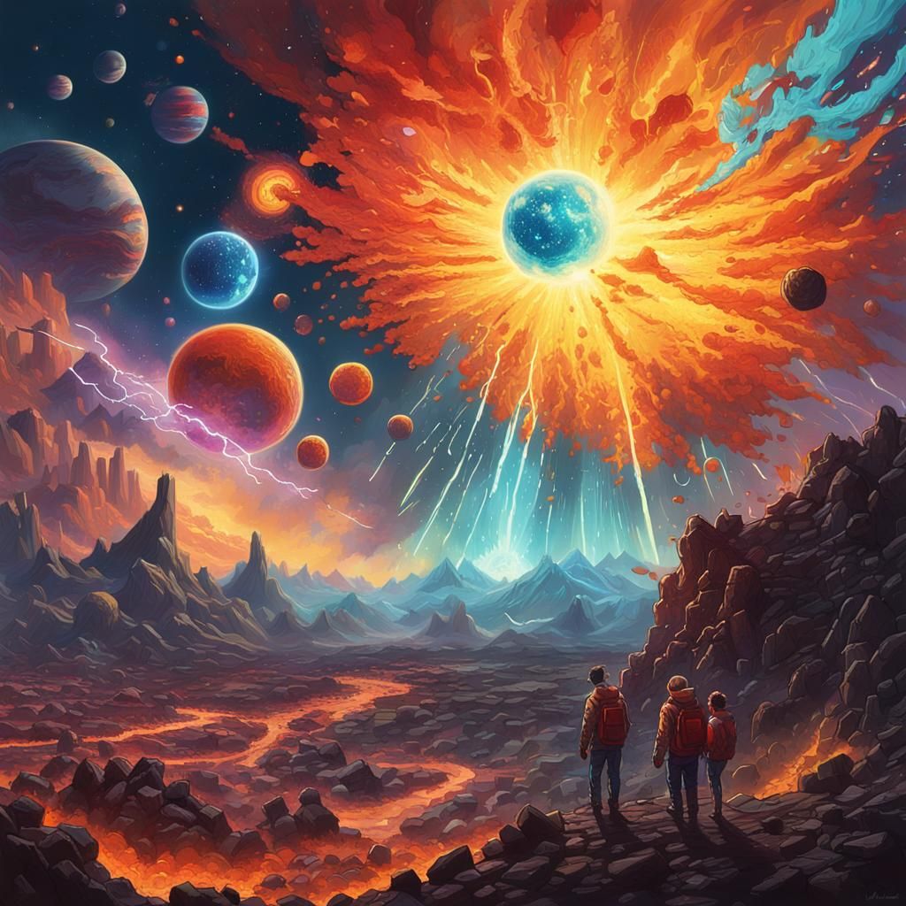 Hyper-Glowing Planetary Explosion: A Colorful Nebula Illustr...