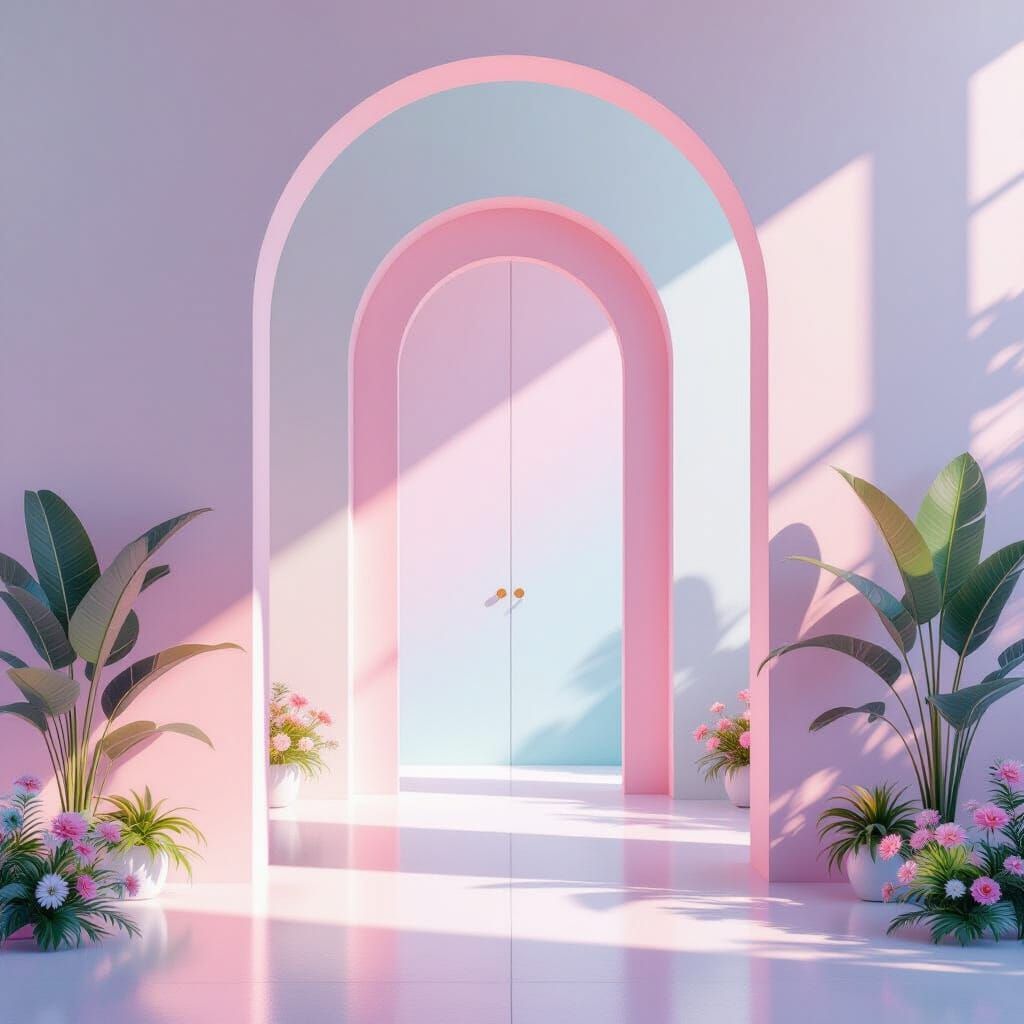 Ethereal Arched Doors in Pastel Gradients