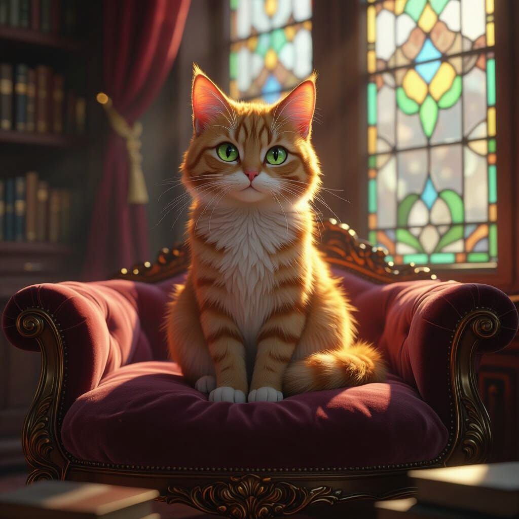 Majestic Ginger Cat in Ornate Study