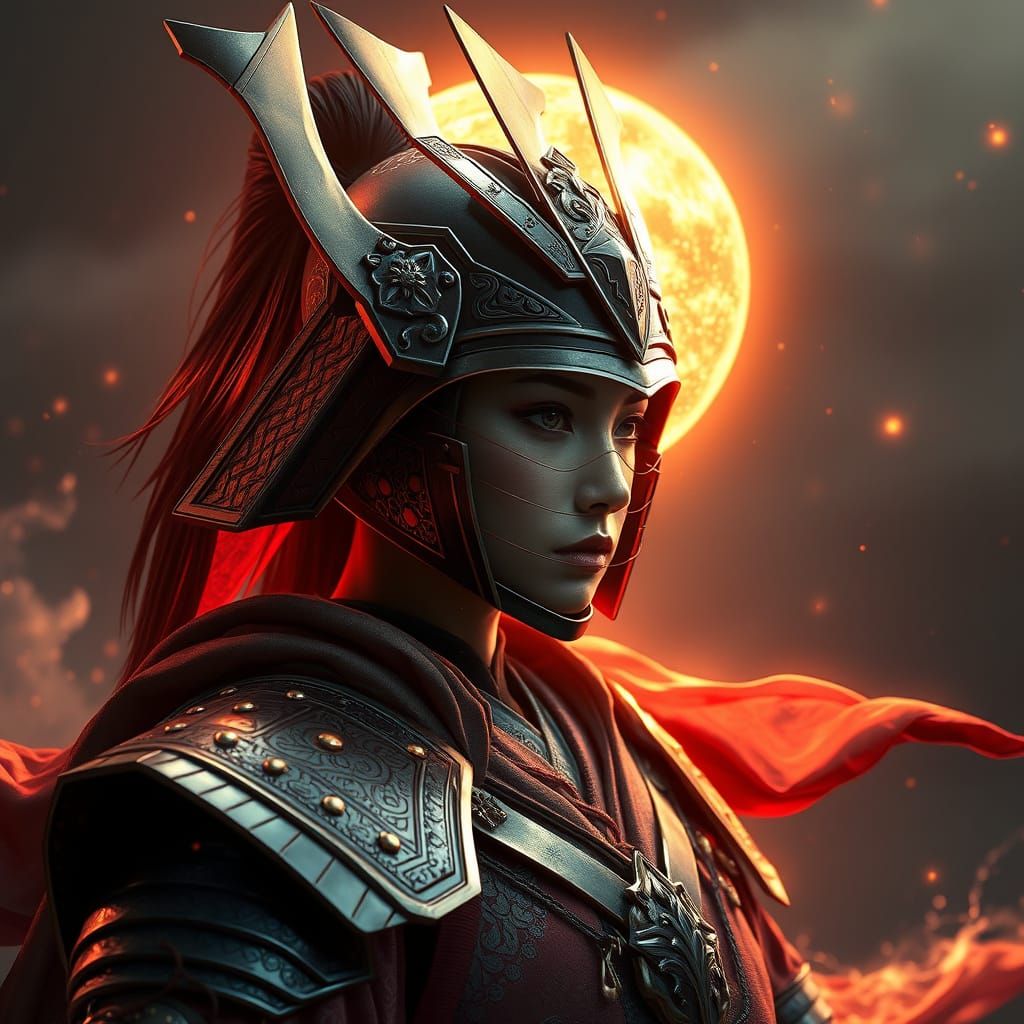 Warrior Woman in Samurai Armor: Dark Fantasy Concept