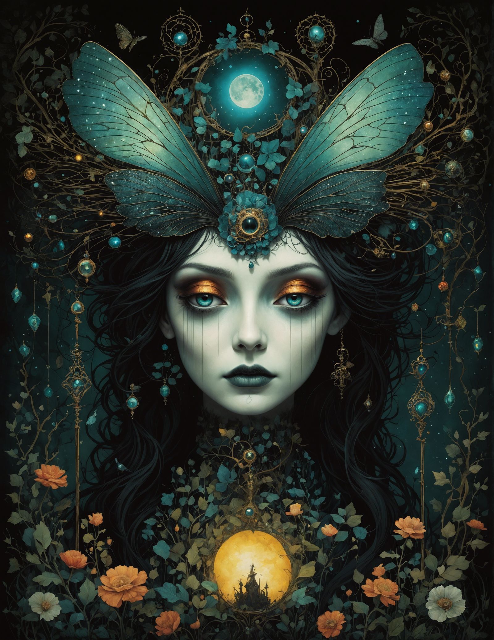 Surreal Fairycore Portrait in Cel-Shaded Style