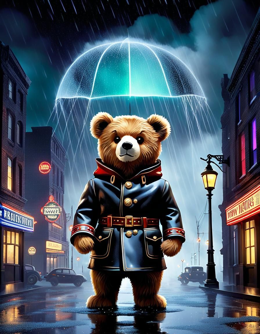 Wet Teddy Bear Monster in Crystal Art Style