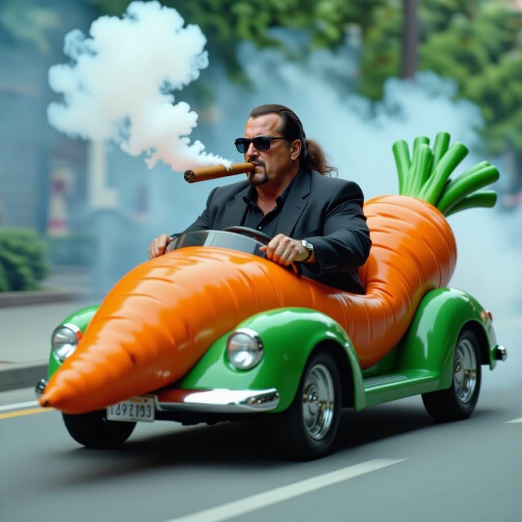 Steven Seagal Drives Carrotmobile Smoking Cigar Cinematic Fi...