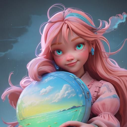 Cute Baby Girl in Pastel Nursery: Pixar-Style 3D Art
