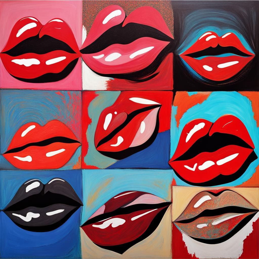 Rolling Stones Tongue and Lips in Abstract Art