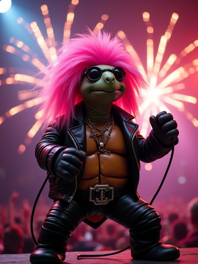 Glam Rock Concert with Singing Turtle