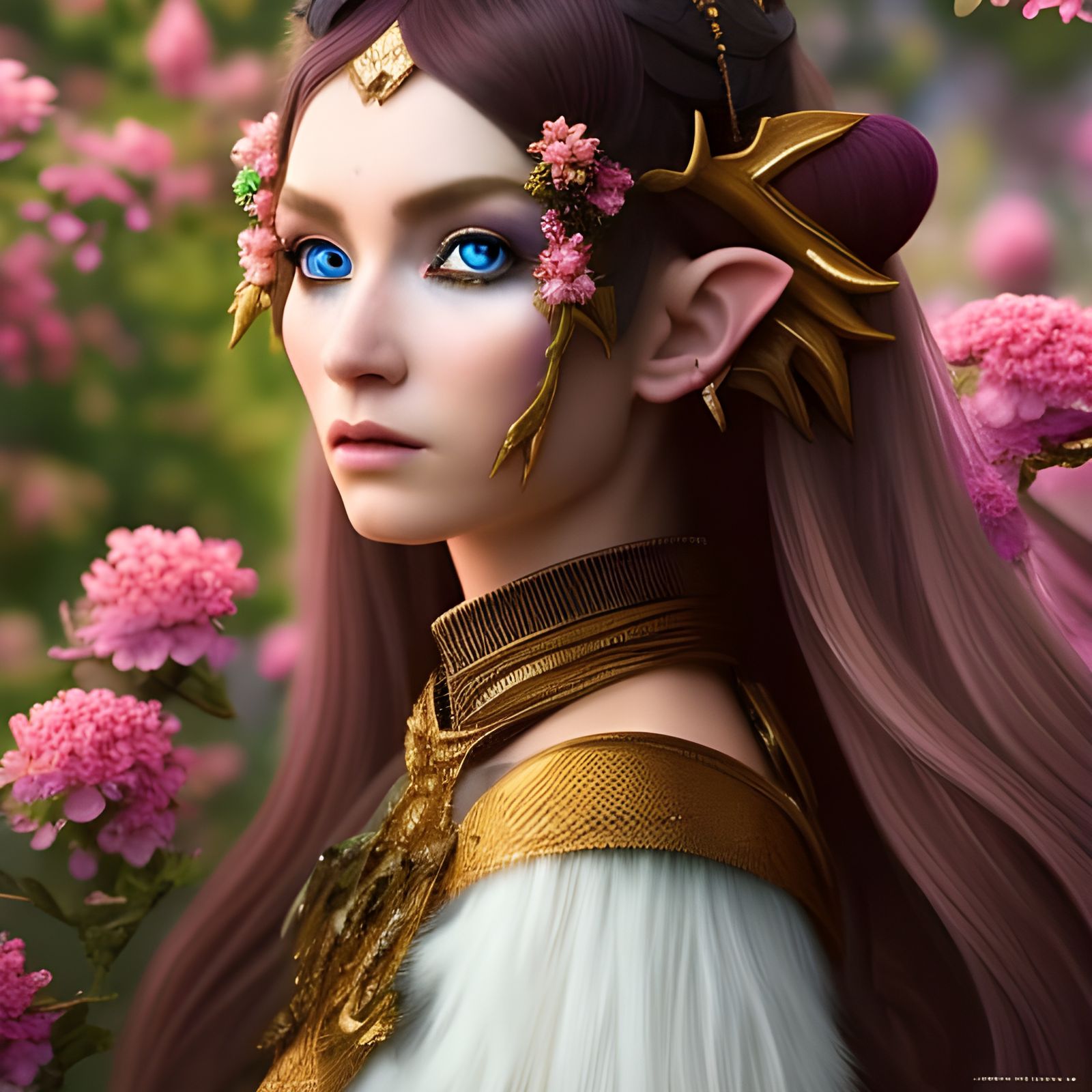 Elf Girl Portrait with Flowers by James Jean