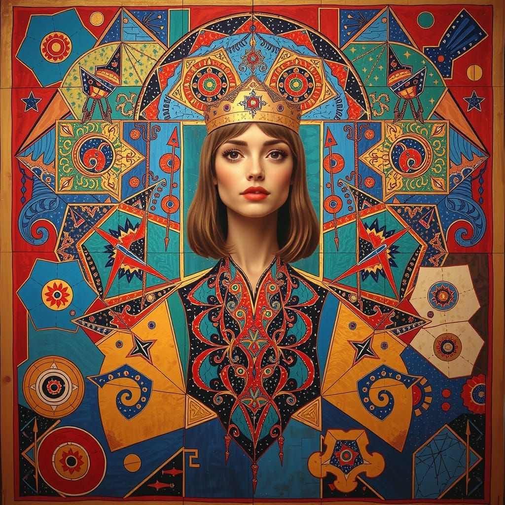 Abstract Geometric Composition in Bold Colors