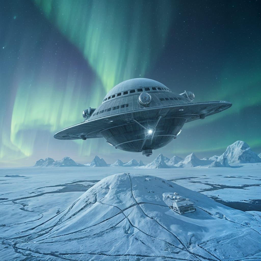 Flying Saucer Haunebu 2 Over Antarctica
