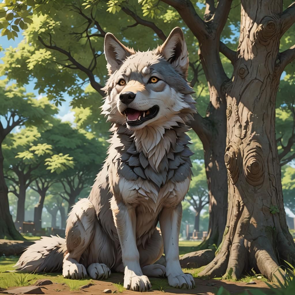 Anime Wolf Puppy About to Sneeze: 3D Rendering