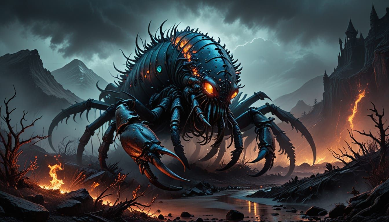 Monstrous Feral Beast with Bone Armor and Lobster Claws