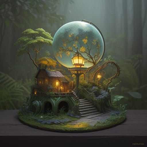 Clay Artist Creating Globe in Glowing Forest