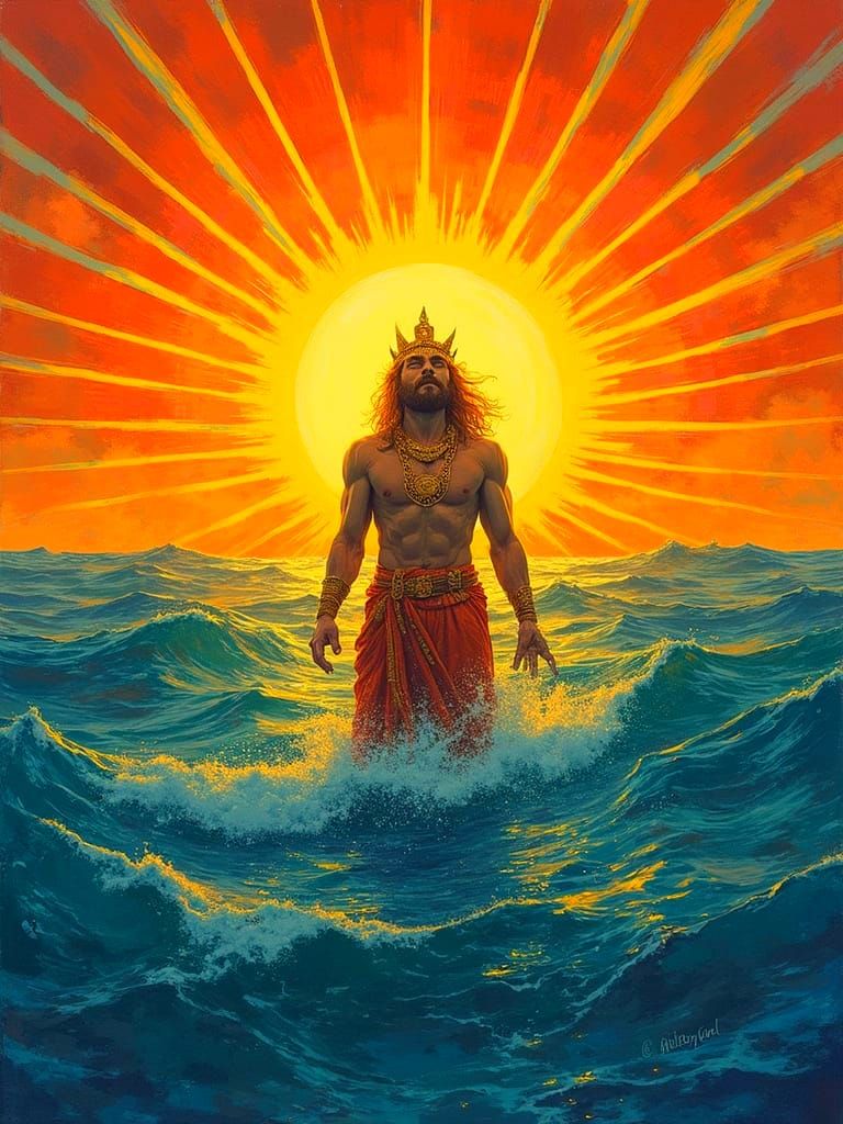 God of Atlantis Rises with Golden Halo