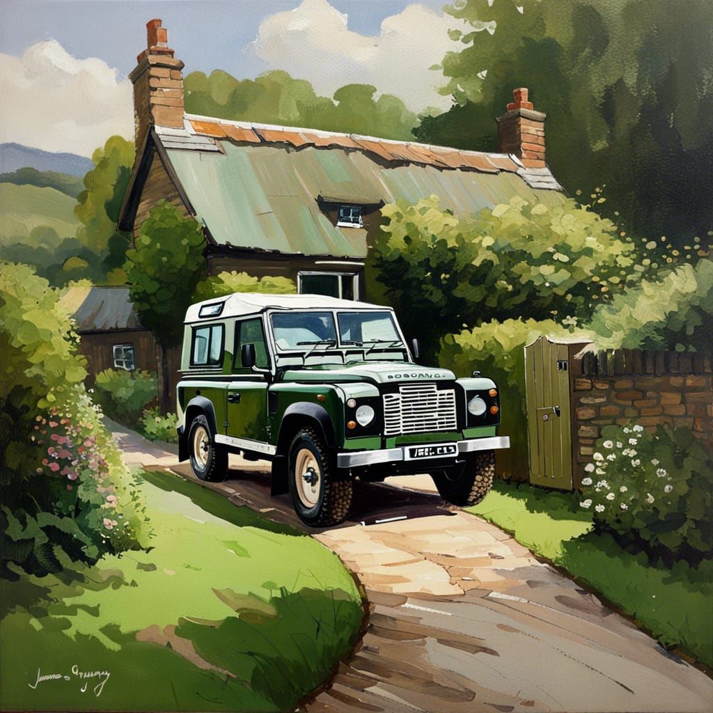 A green land rover defender