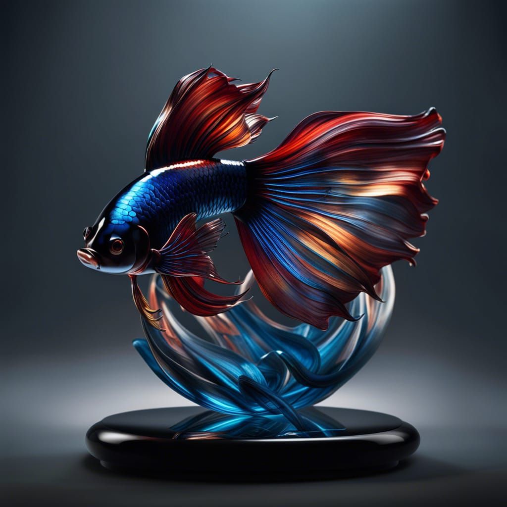 Blown Glass Betta Fish 3D Sculpture