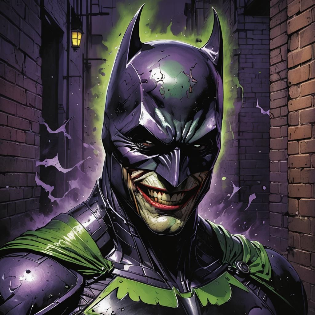 Dark Fantasy Batman/Joker Hybrid Portrait