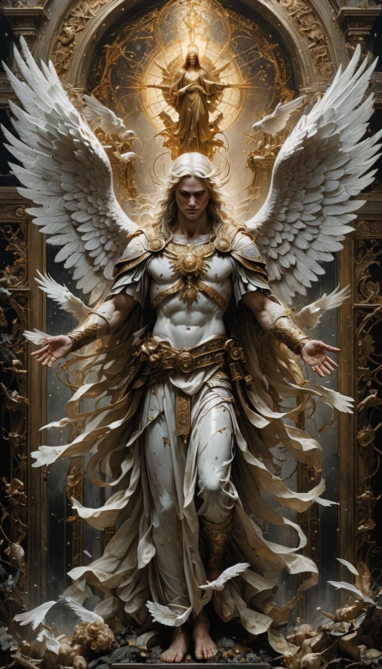 Angelic Fury: A Hyperrealistic Guardian