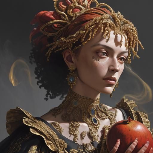 Pomegranate Humanoid Dancing in Renaissance Style