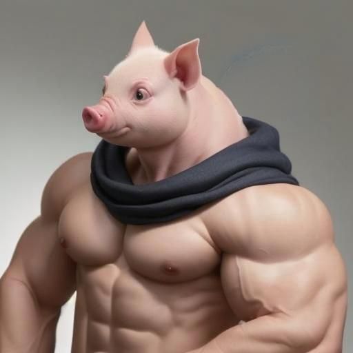 Extremely Muscled Piglet Generated by AI