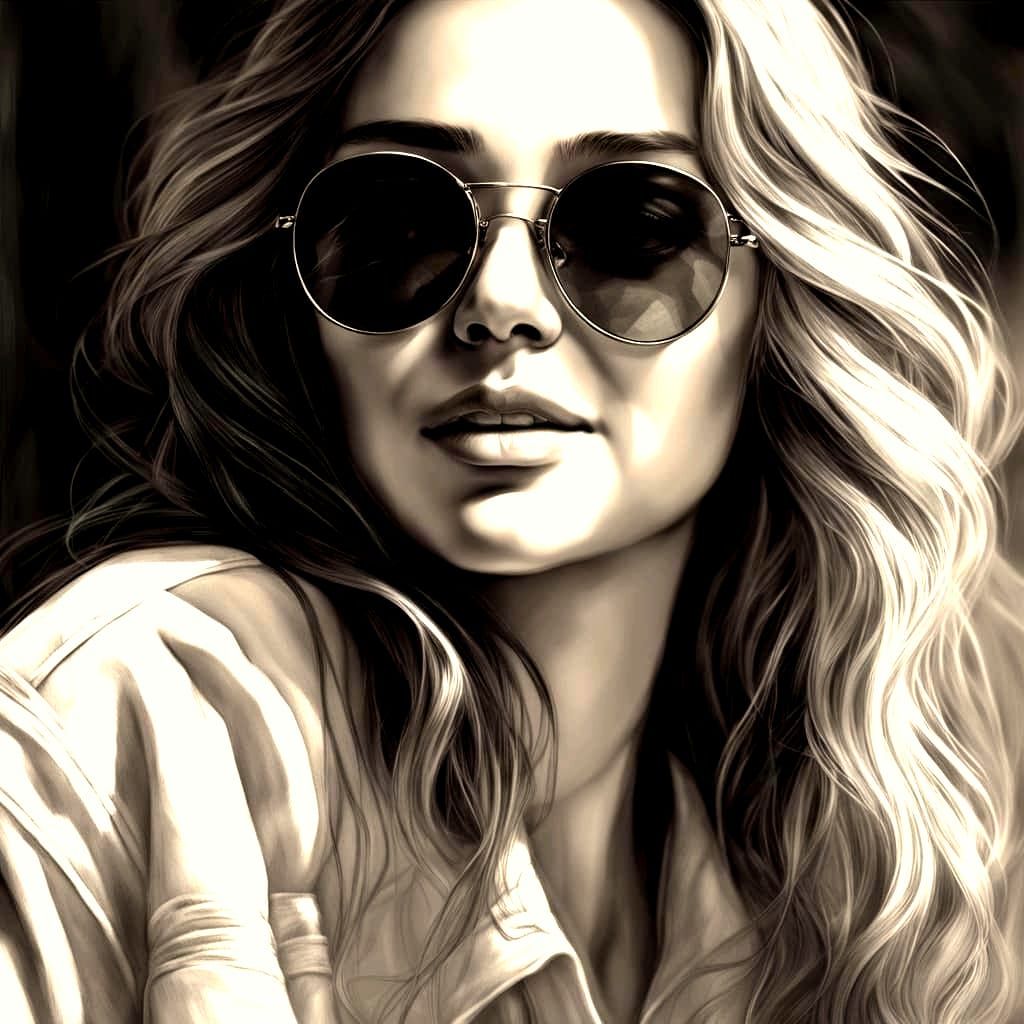 Elegant Woman in Pencil Portrait with Detailed Shading