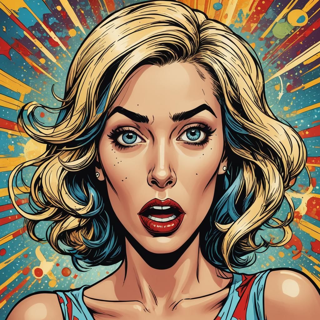 Pop Art Woman with Surprised Expression