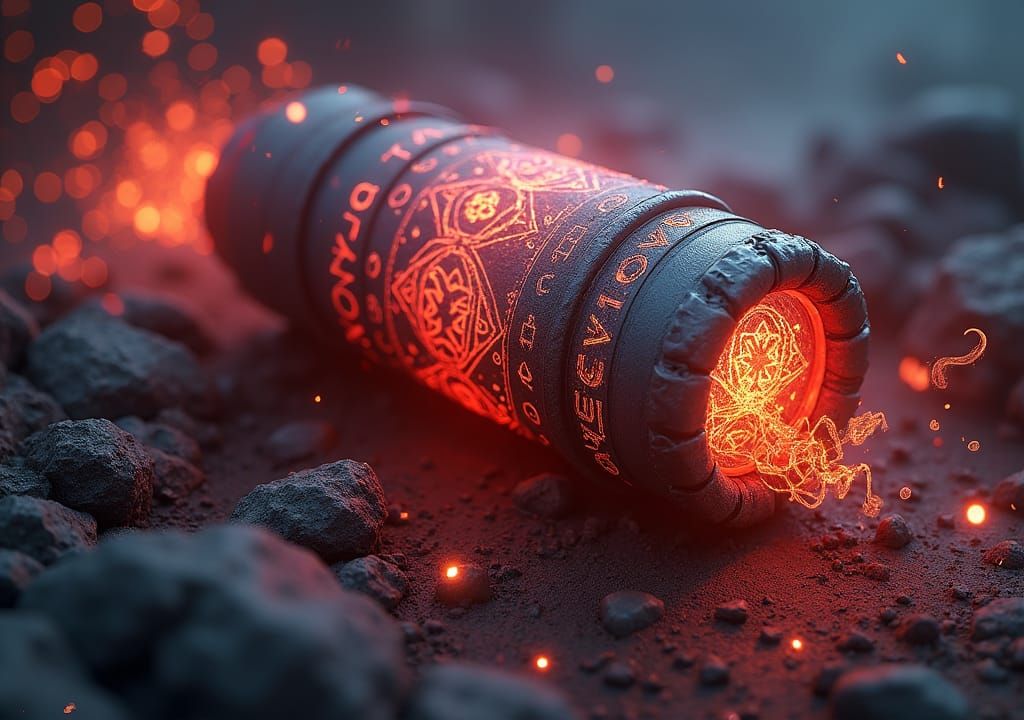 Mystical C4 Explosive Device in Fantasy Landscape