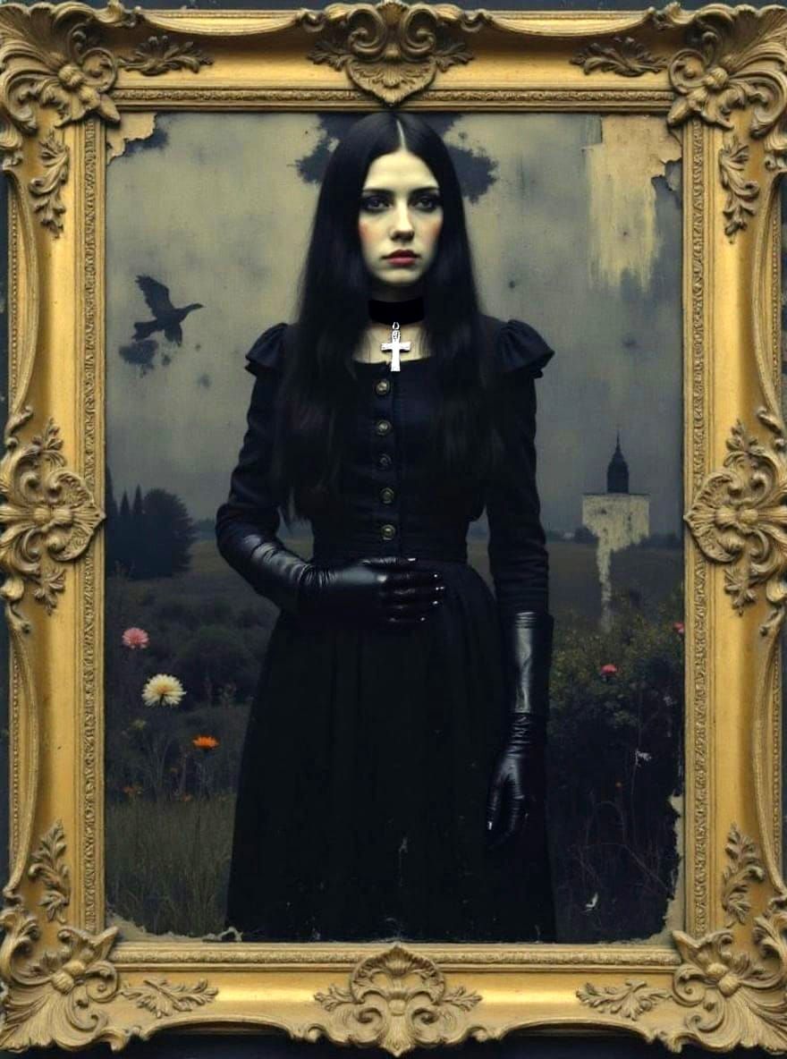 Goth Girl Portrait in Gilded Frame