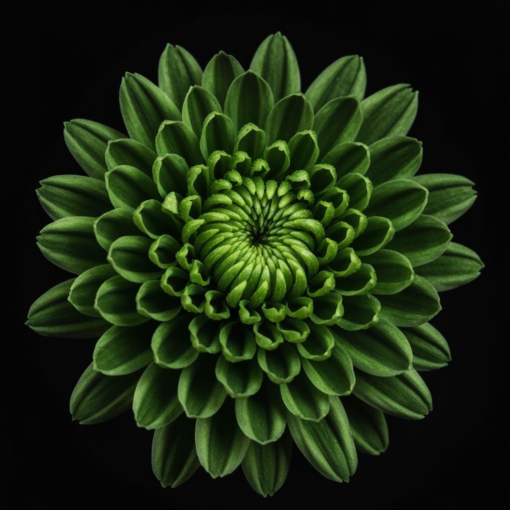 Dark Green Chrysanthemum with Velvety Petals in Cinematic St...