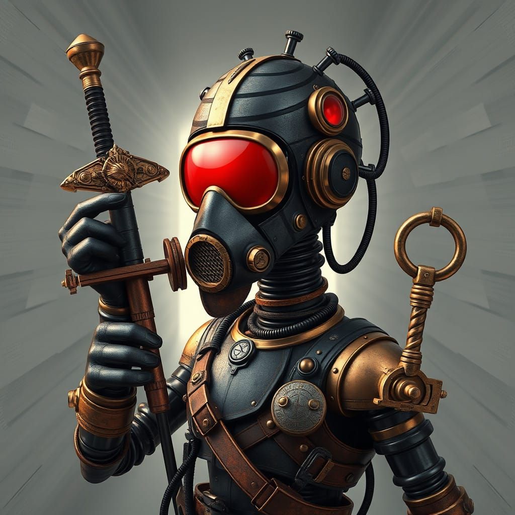 Steampunk Warlock in Macabre Cartoon Realism