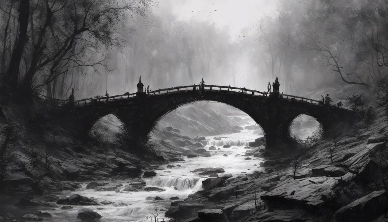 Epic Crumbling Stone Bridge in Haunted Forest