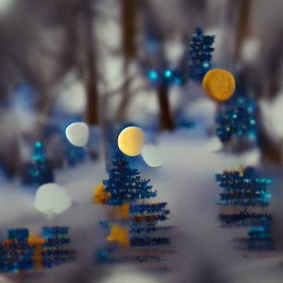 Moonlit Snowscape: Winter Trees in Silhouette