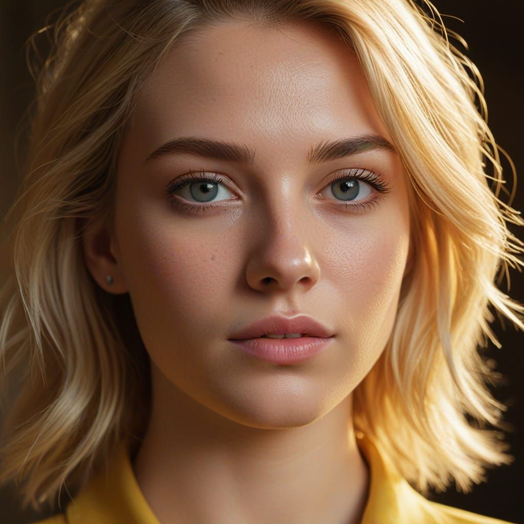 Blond Girl Portrait with Soft Golden Lighting