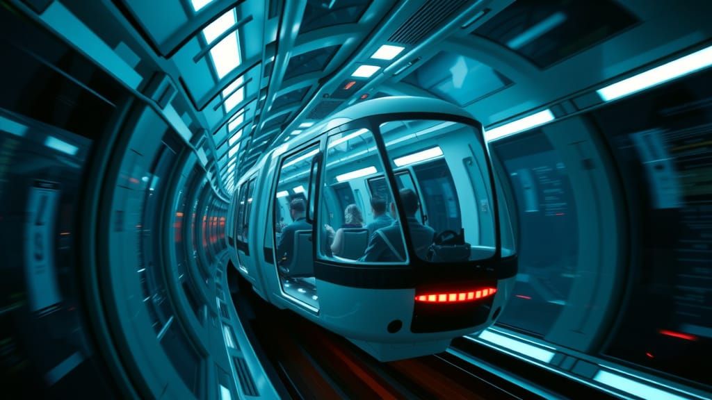 Futuristic Transport Tube in High-Speed Tunnel