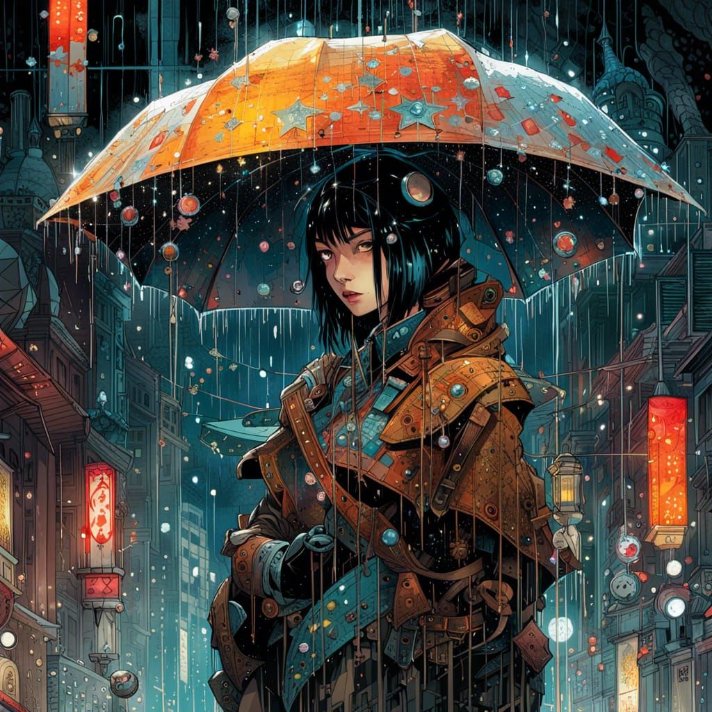 Glowing Constellation Guardian in Anime Space Style