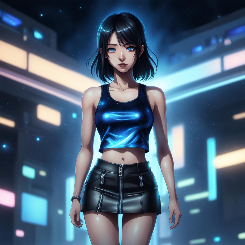 Korean Girl with Glowing Eyes in Astral Illustration Style