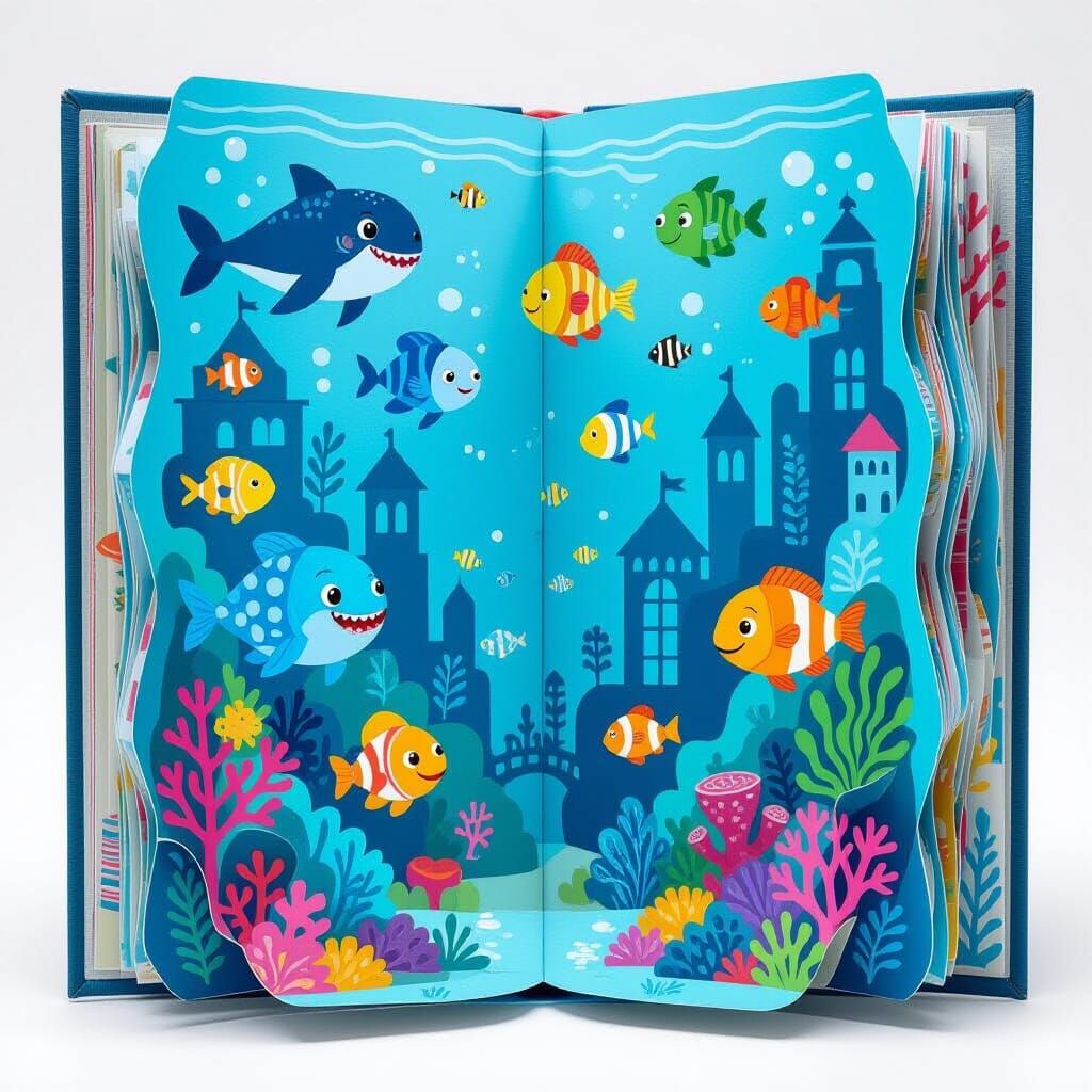 Underwater City in Pop-Up Book Illustration