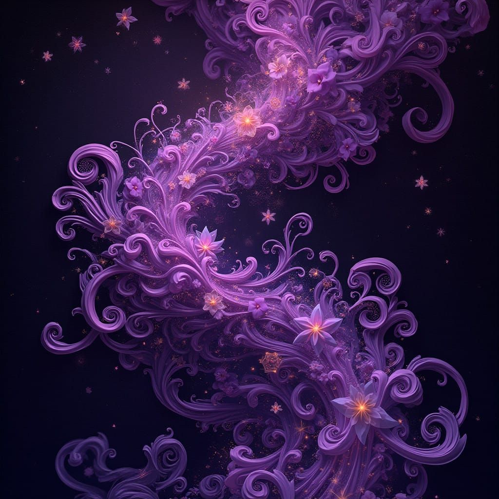 Whimsical Purple Symphony in Rich Velvet Black